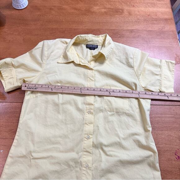 Lands End VTG Women’s Yellow Shirt Dress Size 10 Shoulder Pads 100% Cotton Shift - Picture 10 of 13